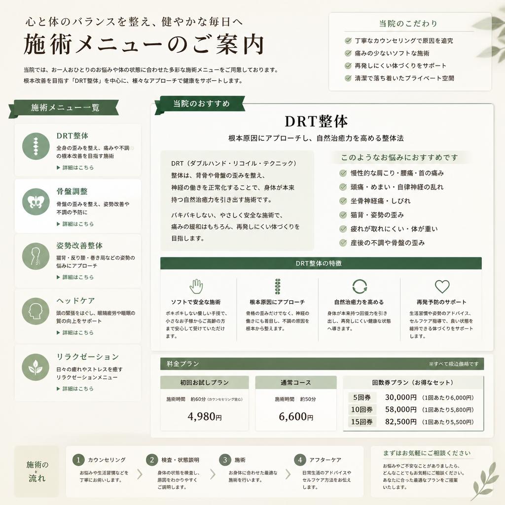 5. 受けられるメニュー