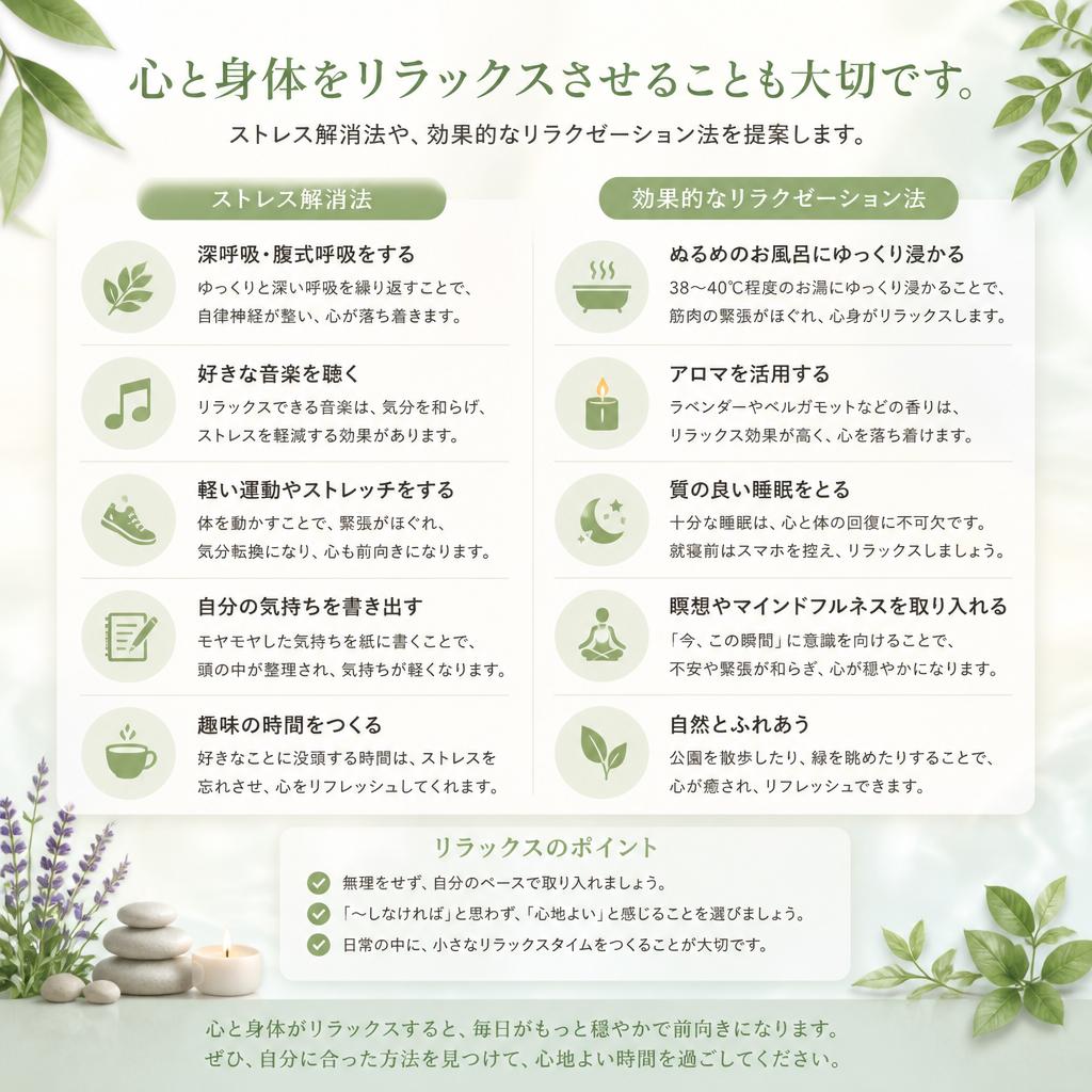 リラクゼーションでリフレッシュ