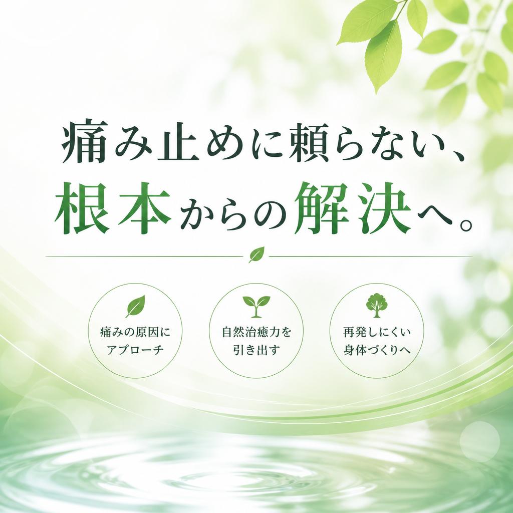 痛み止めに頼らない、根本からの解決へ。