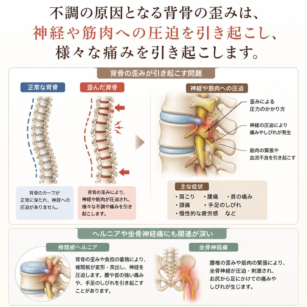 背骨の歪みが引き起こす痛みとは？