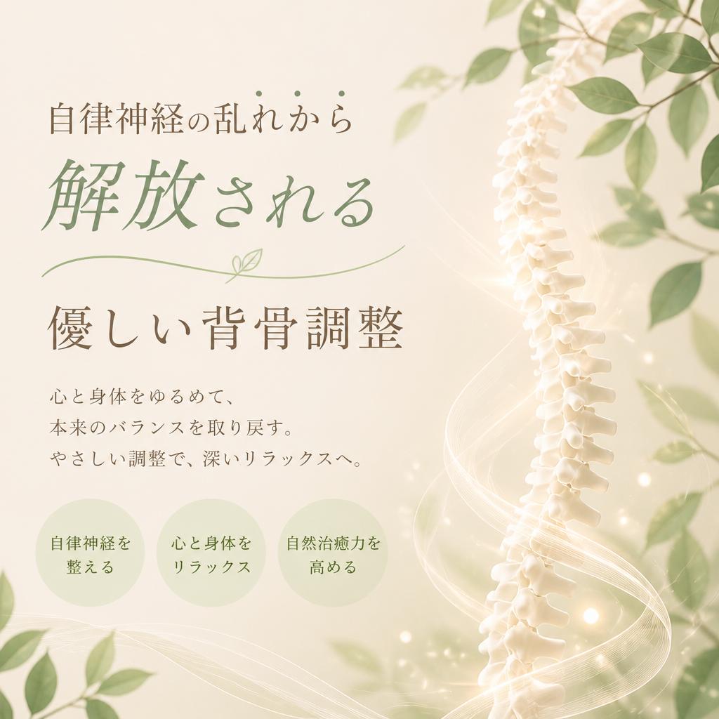 自律神経の乱れから解放される、優しい背骨調整