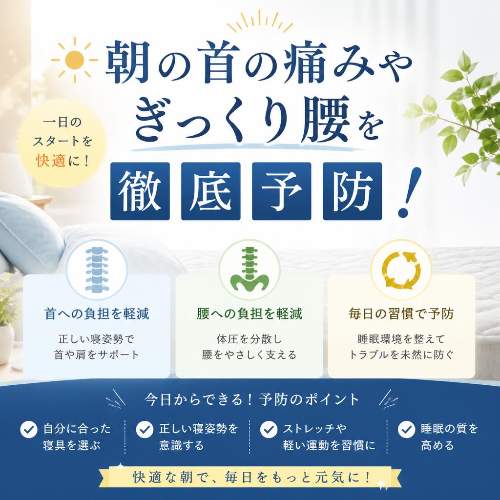 朝の首の痛みやぎっくり腰を徹底予防！