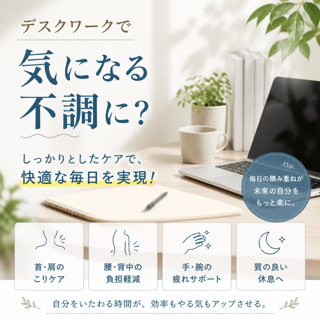 デスクワークで aching sensations? しっかりとしたケアで、快適な毎日を実現！