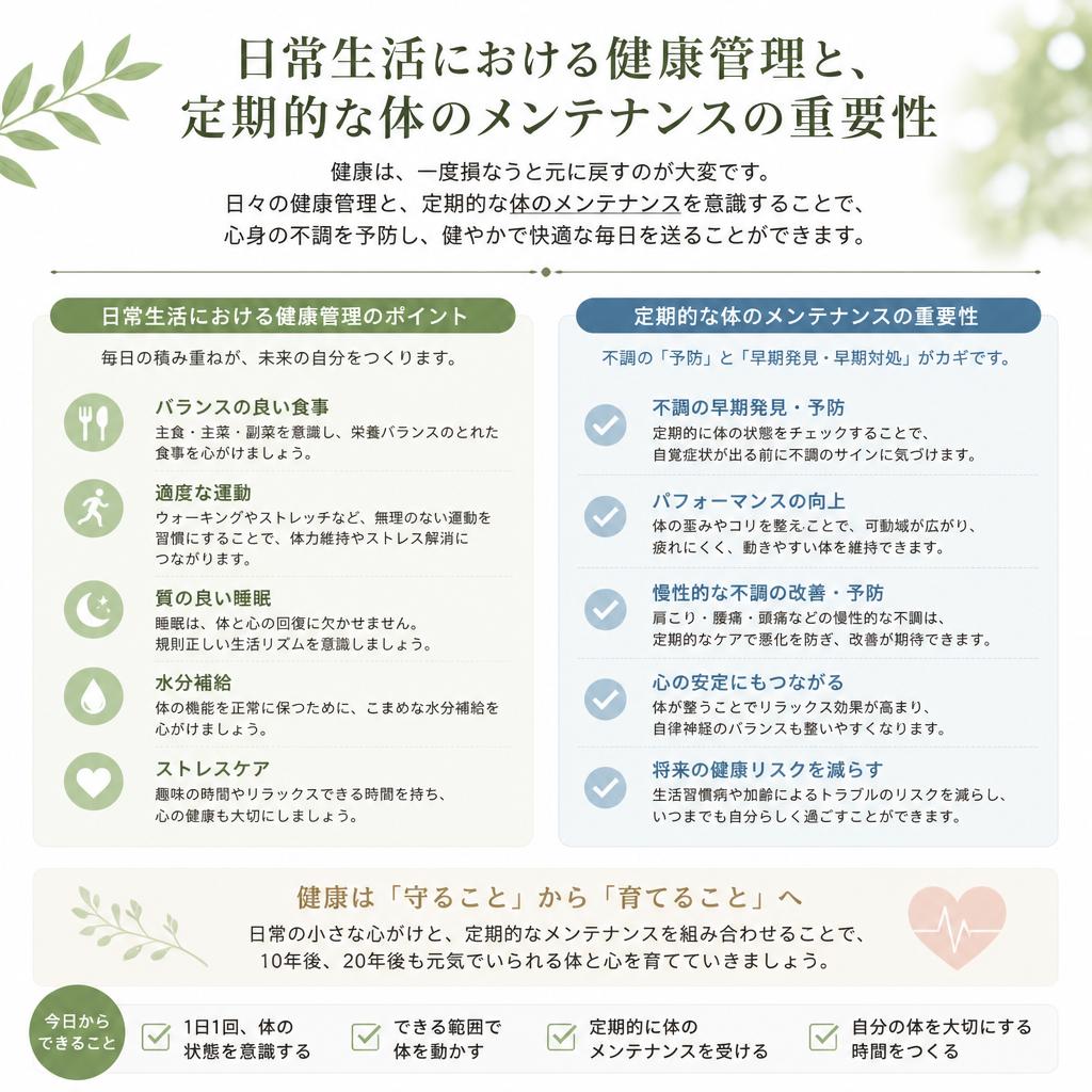 健康管理と体のメンテナンス