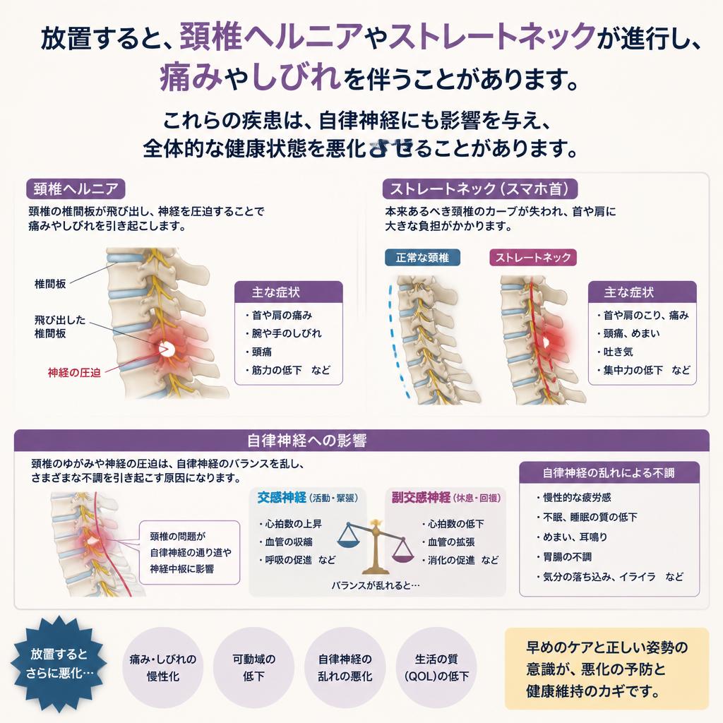 頸椎ヘルニアとストレートネックのリスク