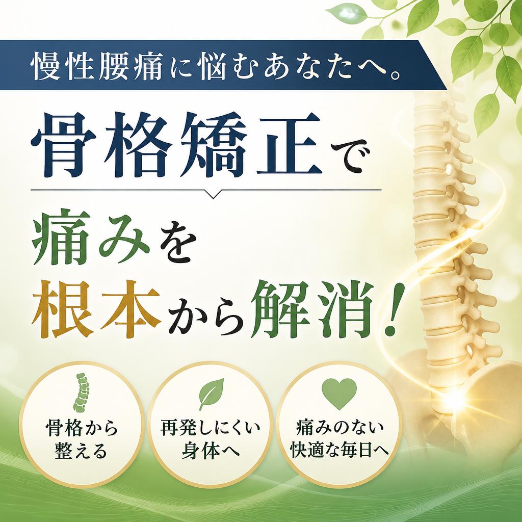 慢性腰痛に悩むあなたへ。骨格矯正で痛みを根本から解消！