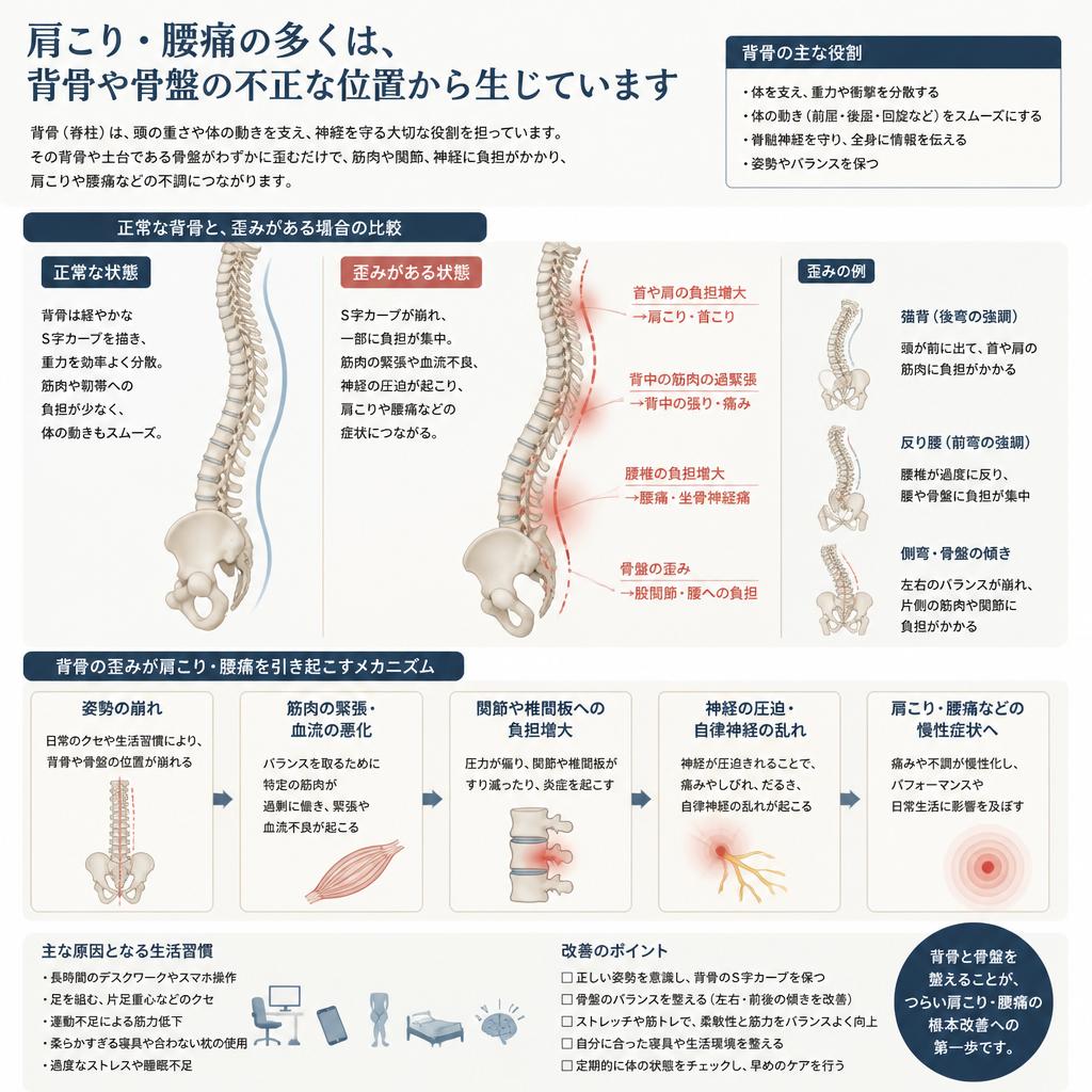 肩こり・腰痛の原因は背骨のゆがみ？
