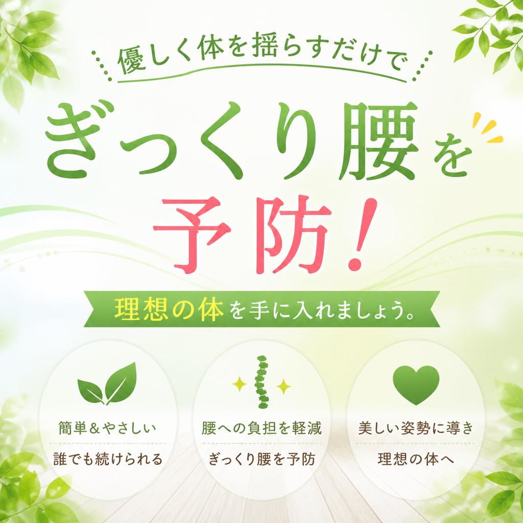 優しく体を揺らすだけでぎっくり腰を予防！理想の体を手に入れましょう。