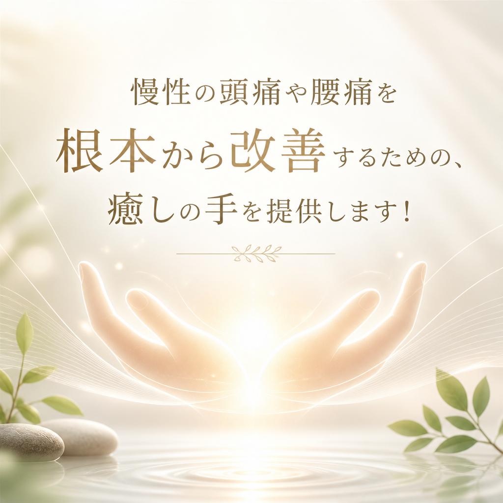 慢性の頭痛や腰痛を根本から改善するための、癒しの手を提供します！