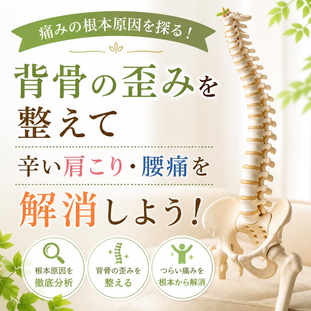 江戸川区小岩で痛みの根本原因を探る！背骨の歪みを整えて辛い肩こり・腰痛を解消しよう！