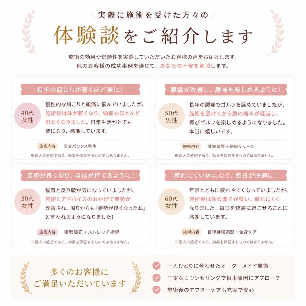 実際の施術体験とお客様の声