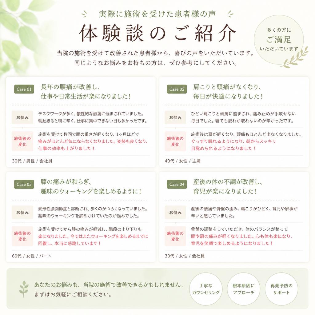 施術を受けた方の声