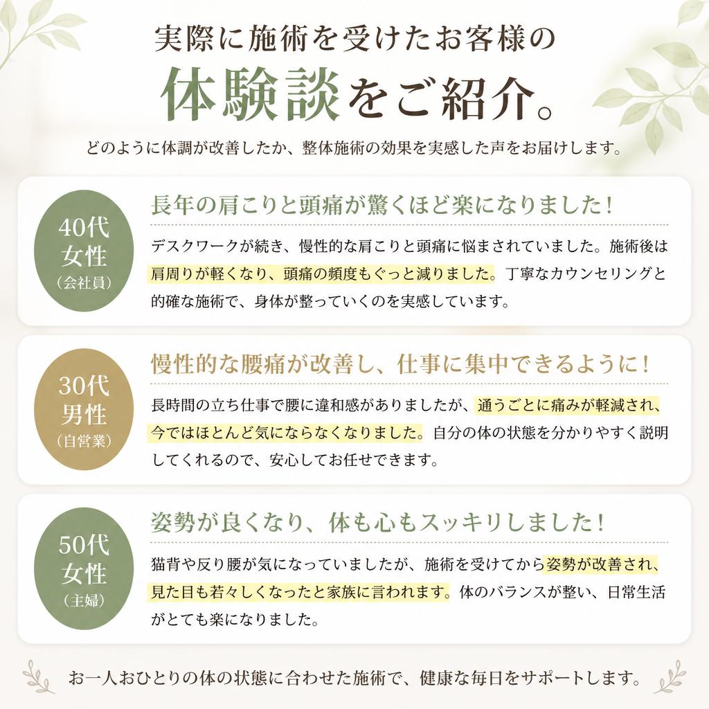 お客様の声:体験談